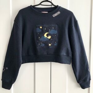 MakoHouse, Cropped, Goodnight, Sleepy, Navy, Crewneck, Sweatshirt, Size S, NWOT
